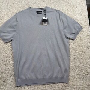 Porter & Ash Mens Grey Viscose Blend Short Sleeve Sweater Knit Top XL